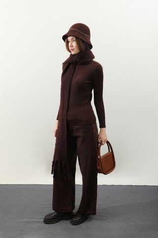 Balıkçı Yaka Triko Body Kızıl Kahve - 2