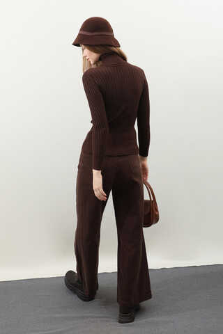 Balıkçı Yaka Triko Body Kızıl Kahve - 10