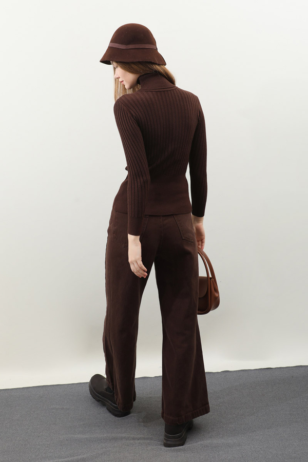 Balıkçı Yaka Triko Body Kızıl Kahve - 10