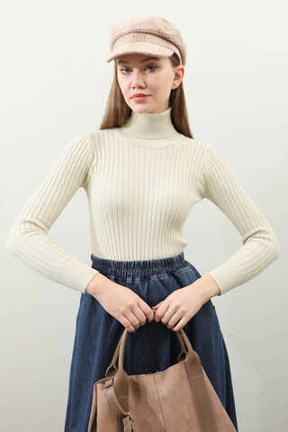 Balıkçı Yaka Triko Body Krem - 3