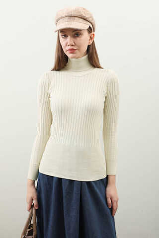 Balıkçı Yaka Triko Body Krem - 1