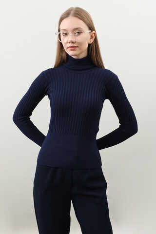 Balıkçı Yaka Triko Body Lacivert - 1