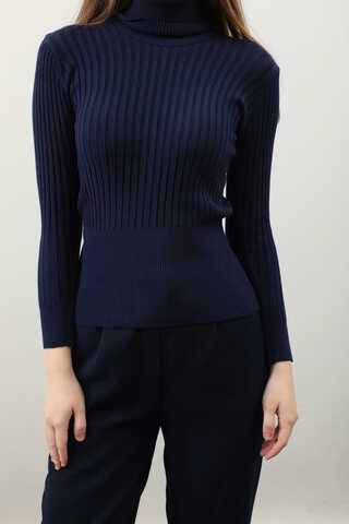 Balıkçı Yaka Triko Body Lacivert - 5