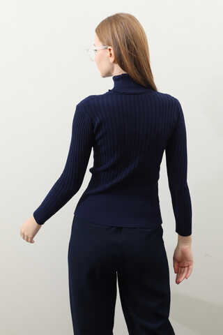 Balıkçı Yaka Triko Body Lacivert - 7