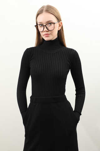 Balıkçı Yaka Triko Body Siyah - 2