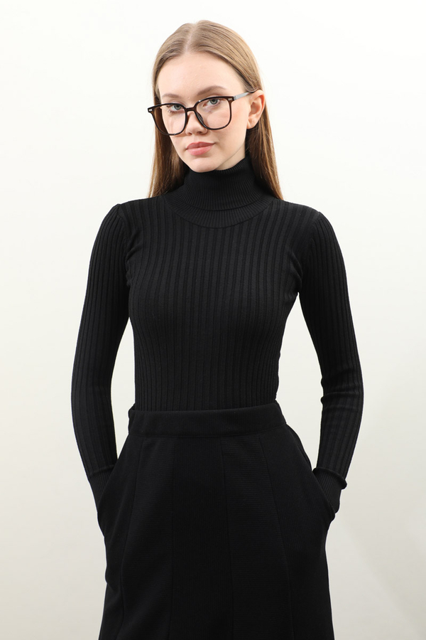 Balıkçı Yaka Triko Body Siyah - 2