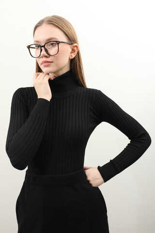 Balıkçı Yaka Triko Body Siyah - 3