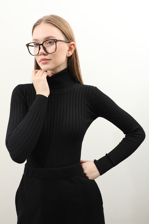 Balıkçı Yaka Triko Body Siyah - 3