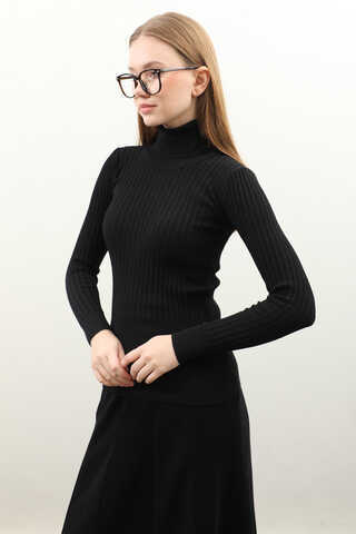 Balıkçı Yaka Triko Body Siyah - 4