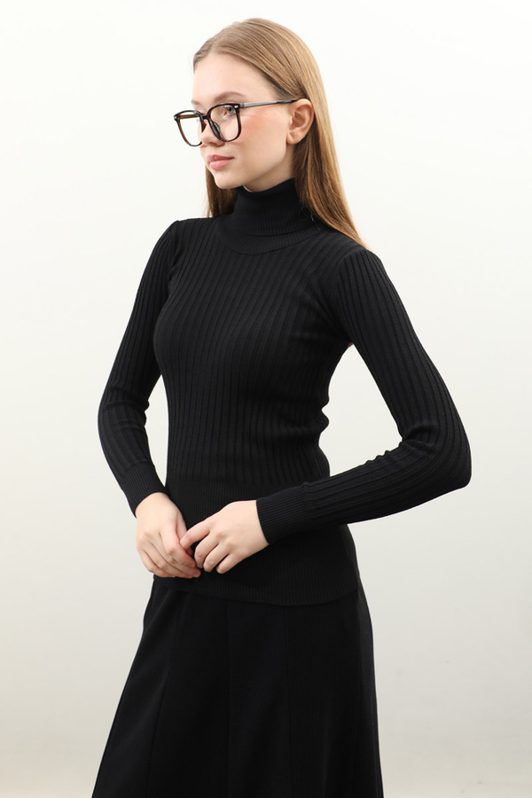 Balıkçı Yaka Triko Body Siyah - 4