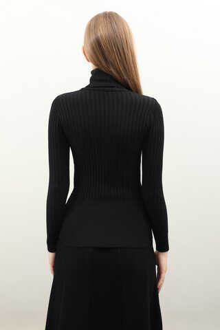 Balıkçı Yaka Triko Body Siyah - 5