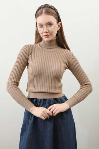 Balıkçı Yaka Triko Body Taba - 3