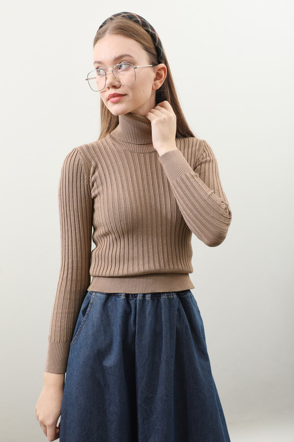 Balıkçı Yaka Triko Body Taba - 6