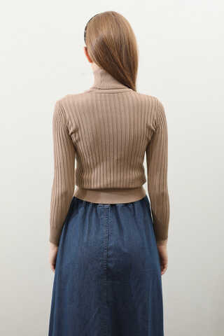 Balıkçı Yaka Triko Body Taba - 8