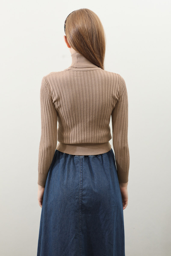 Balıkçı Yaka Triko Body Taba - 8