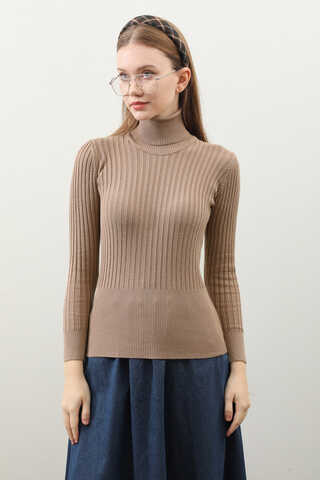 Balıkçı Yaka Triko Body Taba - 7