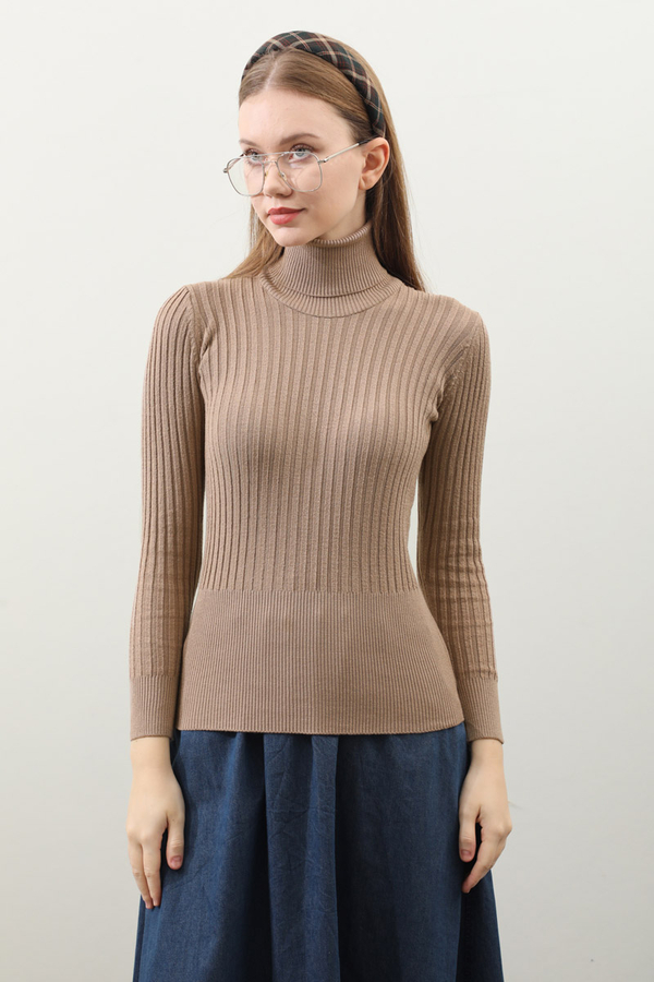 Balıkçı Yaka Triko Body Taba - 7