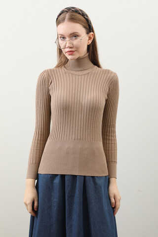 Balıkçı Yaka Triko Body Taba - 9