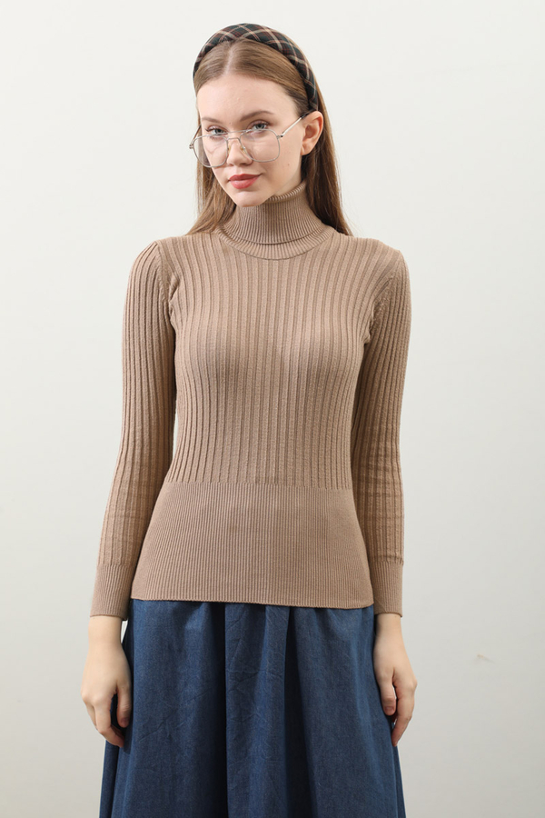 Balıkçı Yaka Triko Body Taba - 9