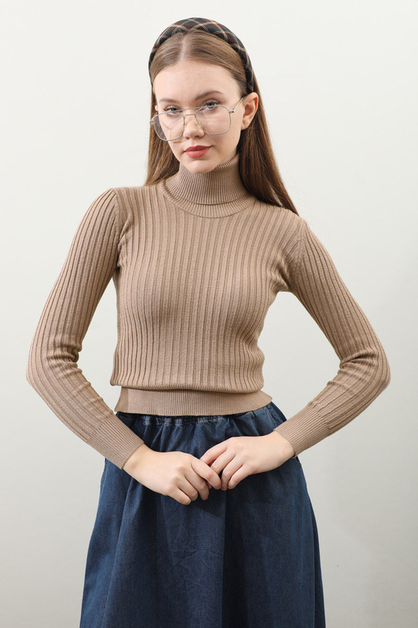 Balıkçı Yaka Triko Body Taba - 3
