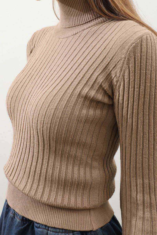 Balıkçı Yaka Triko Body Taba - 5