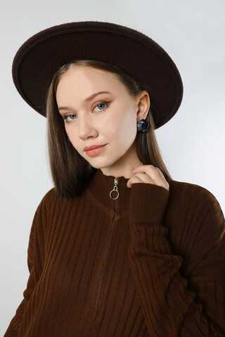 Balıkçı Yaka Triko Elbise Kahve - 4