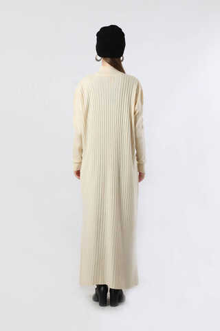 Balıkçı Yaka Triko Elbise Krem - 5