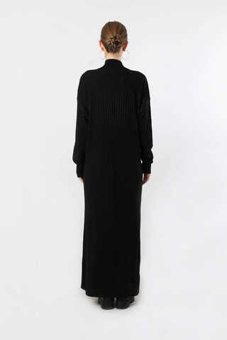 Balıkçı Yaka Triko Elbise Siyah - 6