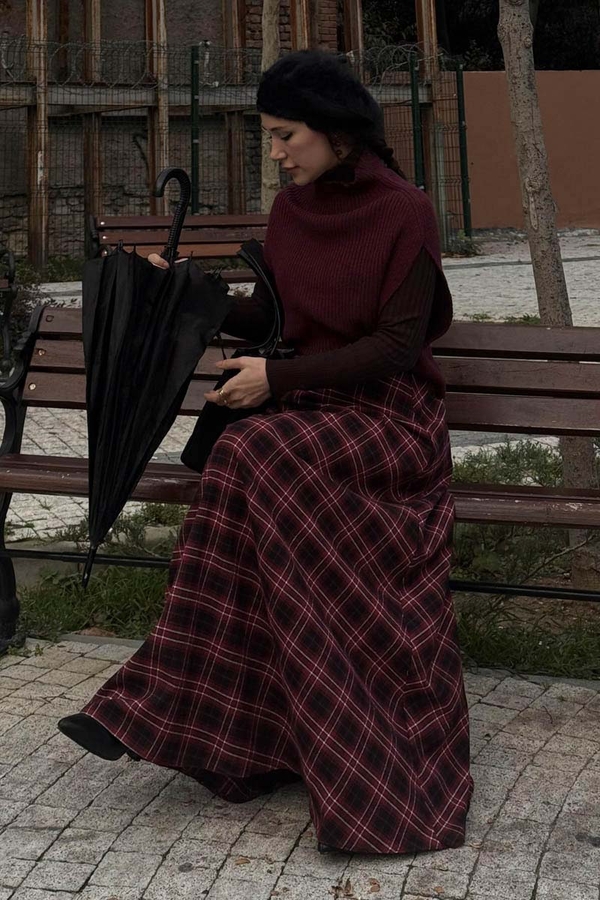 Balıkçı Yaka Triko Süveter Bordo 