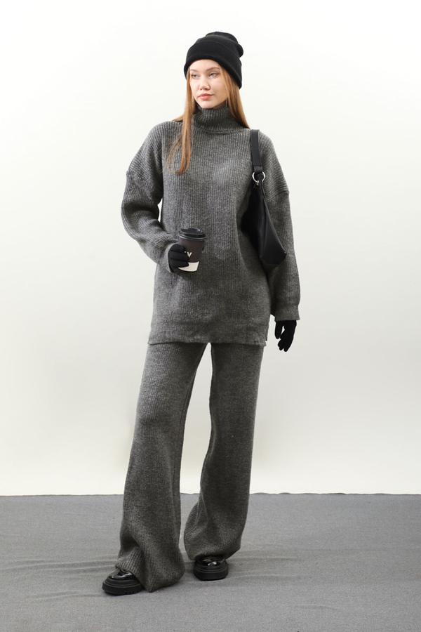 Balıkçı Yaka Triko Takım Antrasit - 1