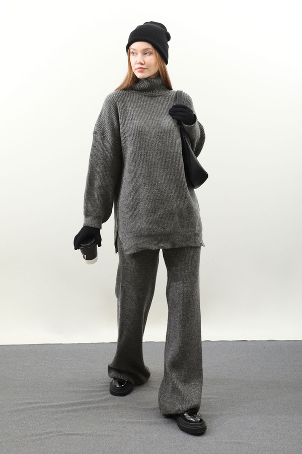 Balıkçı Yaka Triko Takım Antrasit - 2