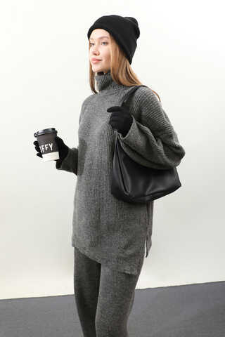 Balıkçı Yaka Triko Takım Antrasit - 3