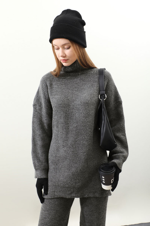 Balıkçı Yaka Triko Takım Antrasit - 6