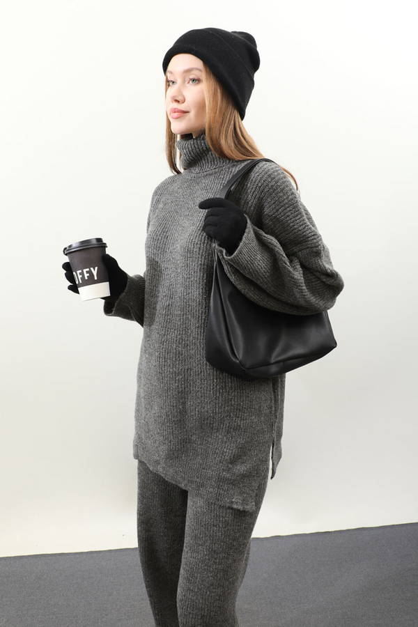 Balıkçı Yaka Triko Takım Antrasit - 3