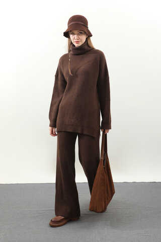 Balıkçı Yaka Triko Takım Kahverengi - 2