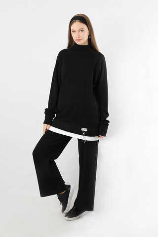 Balıkçı Yaka Triko Takım Siyah - 1