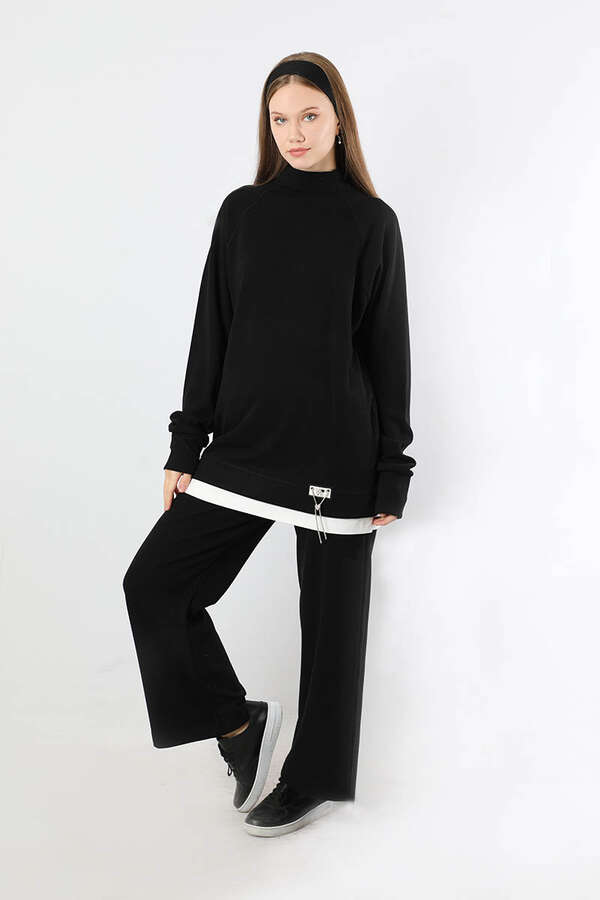 Balıkçı Yaka Triko Takım Siyah - 1