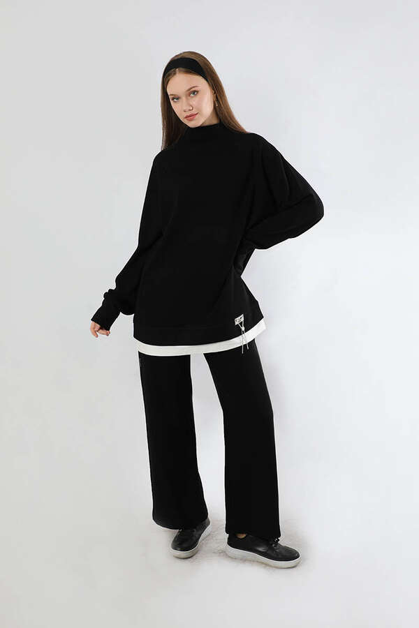 Balıkçı Yaka Triko Takım Siyah - 3