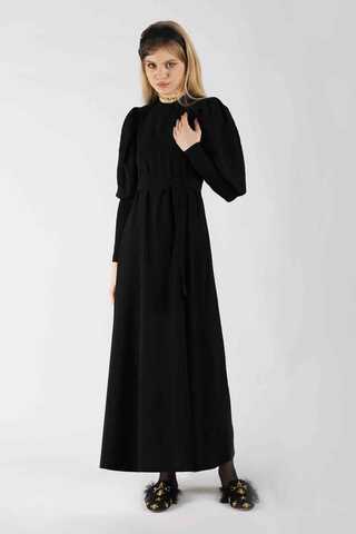 Balloon Sleeve Dress Black - 1