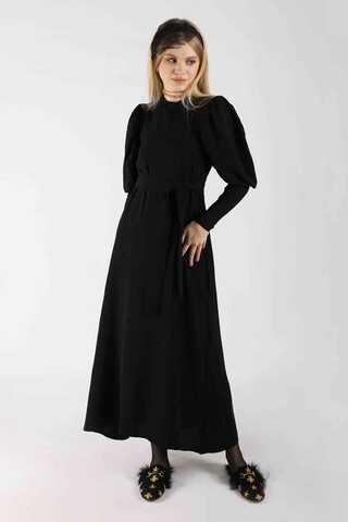 Balloon Sleeve Dress Black - 3