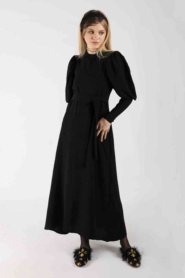 Balloon Sleeve Dress Black - 3
