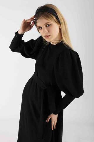 Balloon Sleeve Dress Black - 4