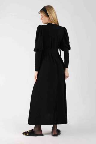 Balloon Sleeve Dress Black - 5