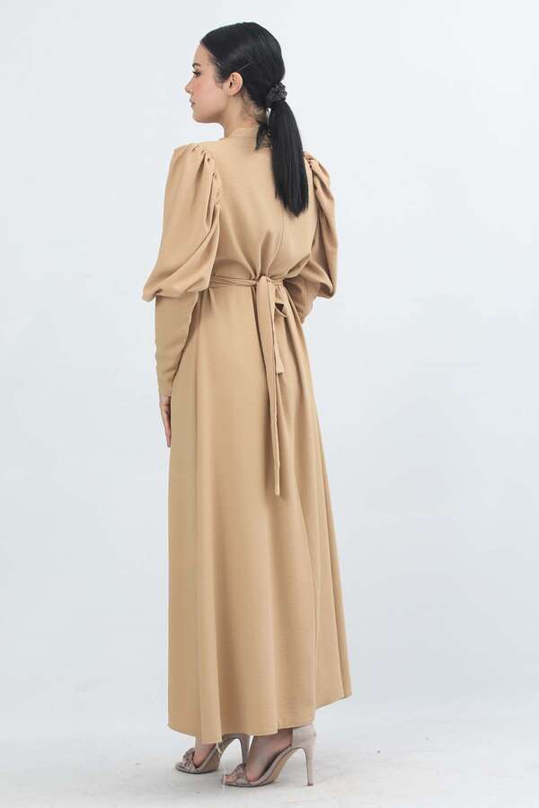 Balloon Sleeve Dress Camel - 5