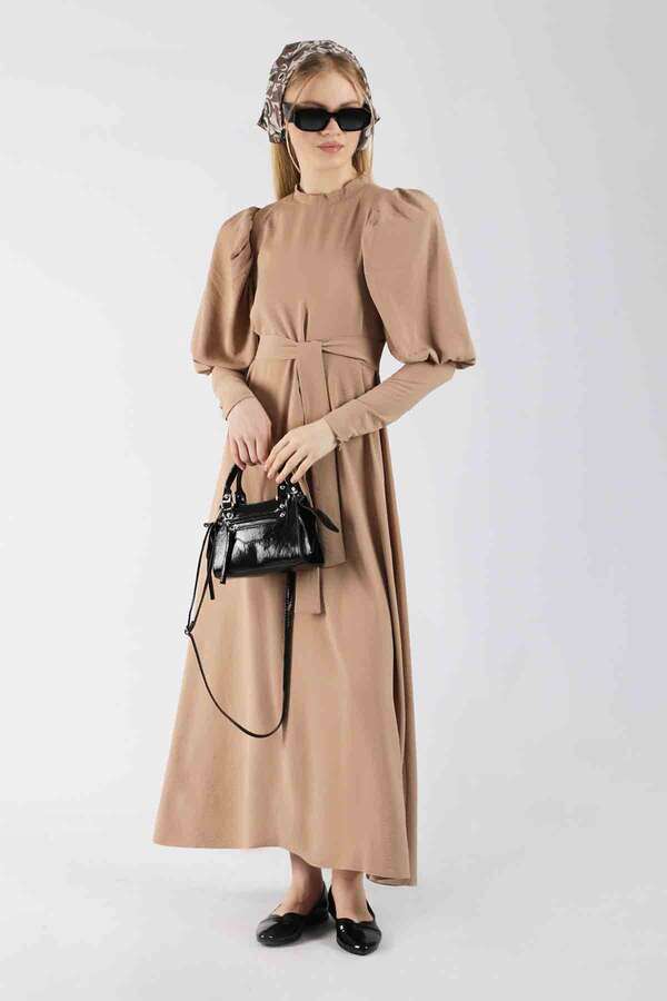Balloon Sleeve Dress Mink - 3