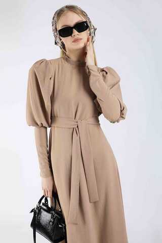 Balloon Sleeve Dress Mink - 2