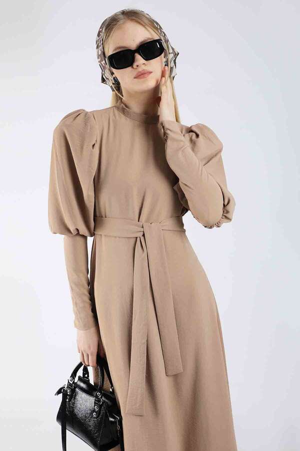 Balloon Sleeve Dress Mink - 2