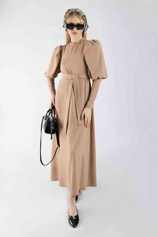 Balloon Sleeve Dress Mink - 1