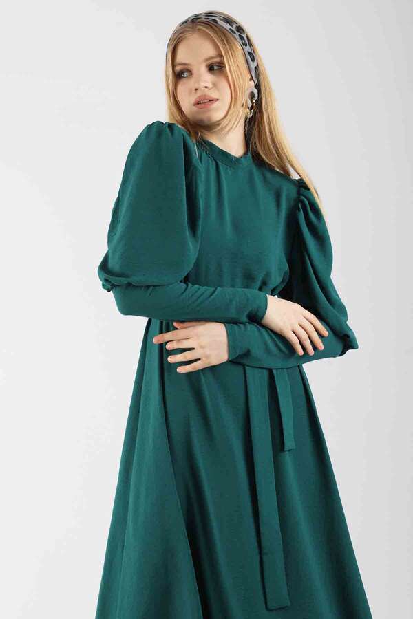 Balloon Sleeve Dress Oil - 2