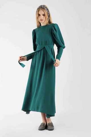 Balloon Sleeve Dress Oil - 3